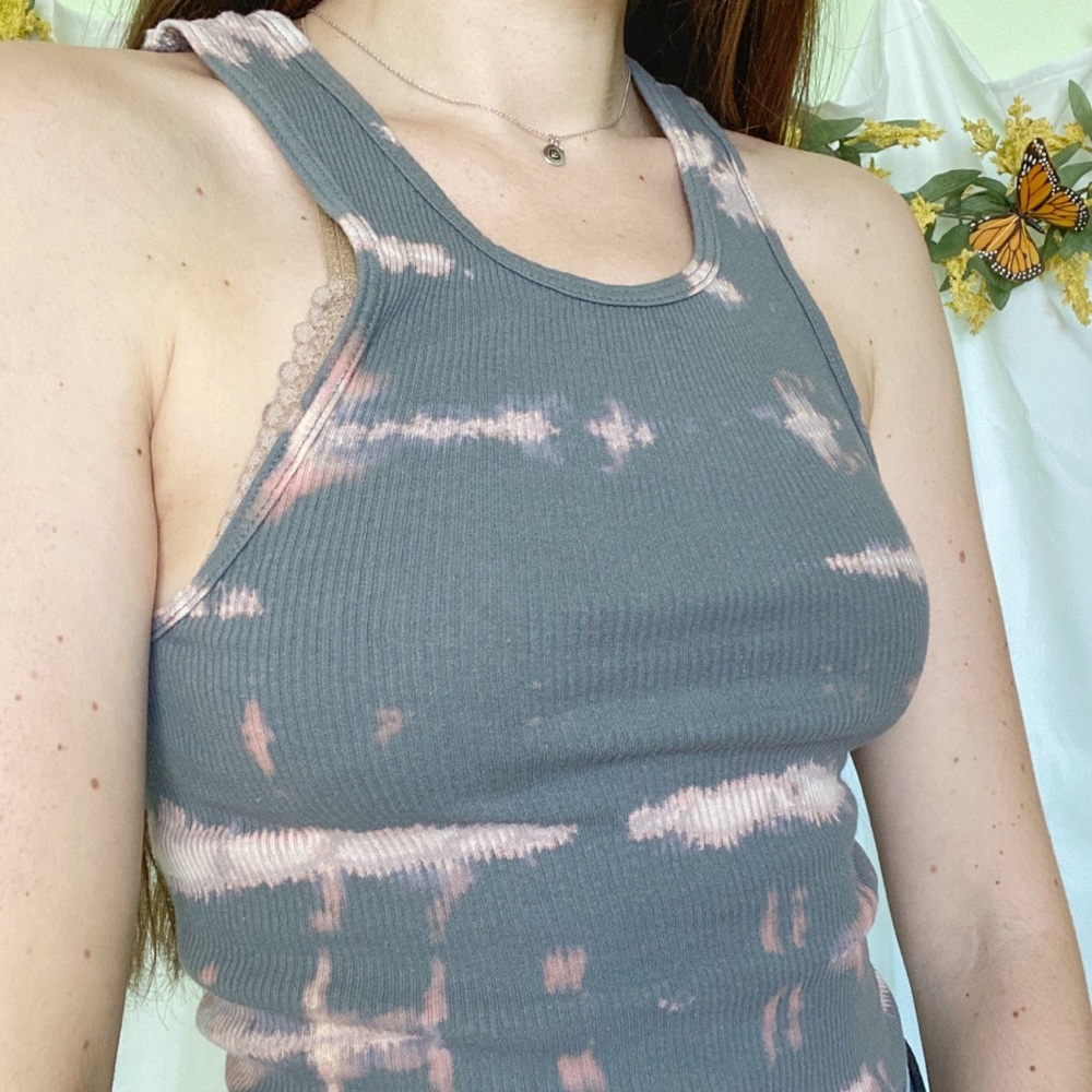 SOLD Hand Bleach Dyed Cut Off Ribbed Tank Top - Picture 7 of 14